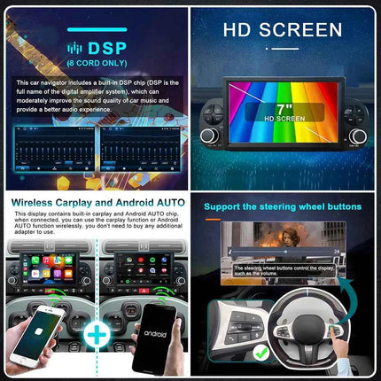 Wireless 7'' Carplay Android 15 Auto Stereo autoradio For Fiat Panda 2020-2023 2 din Car Radio Multimedia player Screen 4G LTE
