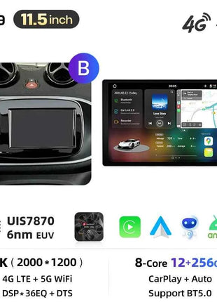 Junsun 8 Core Wireless CarPlay Android Auto Car Radio For Mercedes Benz Smart 453 Fortwo 2014-2020 4G WiFi GPS Navigation Stereo