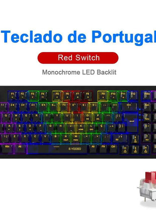 E-YOOSO Z94 USB Mechanical Gaming Keyboard Wired Monochrome Backlit 94 Key Russian Brazilian Portuguese for Compute Laptop PC