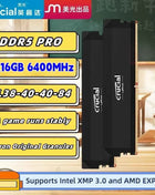 Crucial Pro DDR5 RAM 16GB/2x16GB 6400MHz CL38, Overclocking Desktop Gaming Memory, Intel XMP 3.0 & AMD Expo Compatible –Black