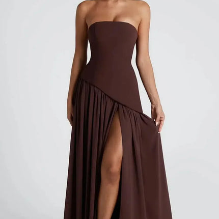 Abiti lunghi senza spalline con spalle scoperte da donna Abiti lunghi eleganti con lacci pieghettati da donna nuovi abiti estivi per feste di compleanno