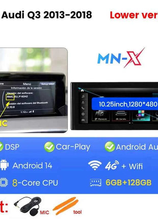 8-Croe Car Wireless Carplay Android Auto For Audi Q3 2012-2018 Multimedia Video Player GPS smart car machine system