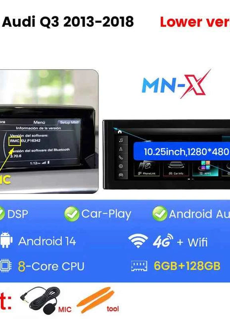 8-Croe Car Wireless Carplay Android Auto For Audi Q3 2012-2018 Multimedia Video Player GPS smart car machine system