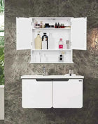 Wall Cabinet with Mirror Shelf Adjustable Height for Bathroom Kitchen, 56 x 13 x 58 cm, White