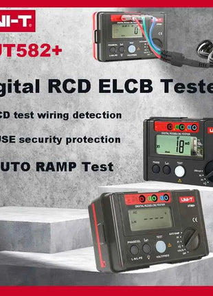 UNI-T UT582+ Digital RCD (ELCB) Tester AUTO RAMP Leakage Circuit Breaker Meter with Mis-Operation Buzzer