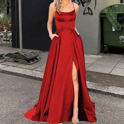 Nuovo per le donne Abito elegante Moda estiva Festa notturna Formale Abito da sera lungo con spalline Abiti da sposa eleganti