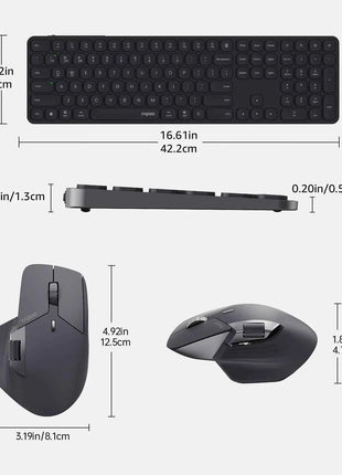 Rapoo 9560M Wireless Keyboard and Mouse Combo E9550L USB-C Rechargeable 110-Key Ultra-Thin Keyboard and MT760SE Wireless Mouse