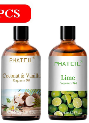 PHATOIL 100ml Aromatherapy Fragrance Oil Coconut & Vanilla Strawberry Cherry Lemon 1/2/3pcs Aroma Oil For Diffuser Candle Making