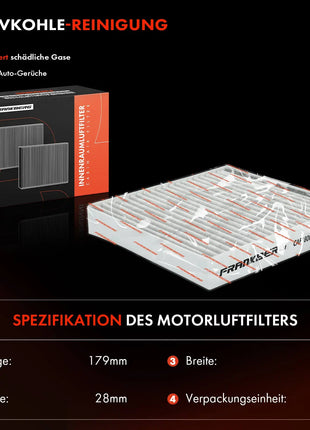 Frankberg 2x Filtro Abitacolo a Carbone Attivo per KIA Picanto JA 1.0 1.2 932527 97133 G6000 CU18009