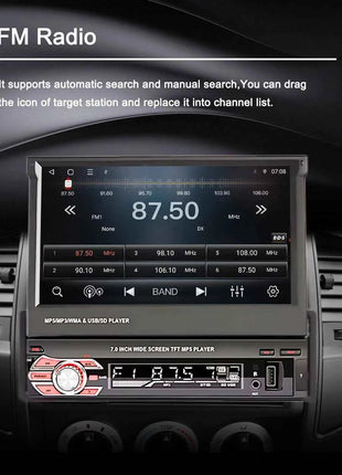1 Din MP5 Player 7 Inch Carplay Android Auto Universal  Manual Automatic Retractable Touch Screen Car Player FM Radio