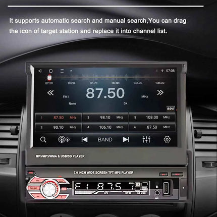 1 Din MP5 Player 7 Inch Carplay Android Auto Universal  Manual Automatic Retractable Touch Screen Car Player FM Radio