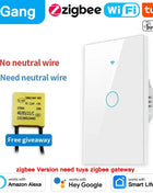 TNCE Tuya US Switch wifi zigbee, 1/2/3/4 gang, pulsante a parete con controllo della luce LED senza neutro/filo, voce intelligente con Alexa Google Home