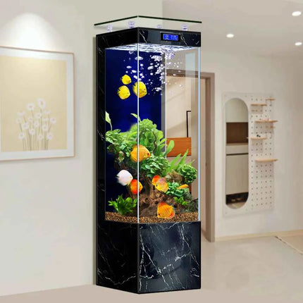 Living room vertical small fish tank  integrated circulation filtration household ultra-white ecological aquarium viewin