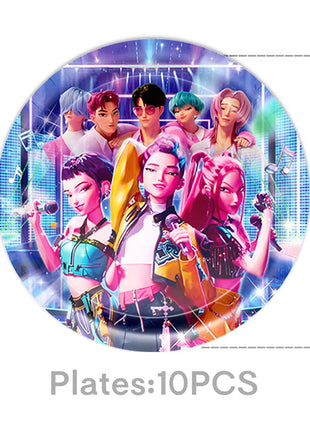 Set Decorazioni per Feste di Compleanno K-Pop, Articoli per Tavola, Palloncini, Bicchieri, Piatti, Tovaglioli, Decorazione per Torta, Striscione, Sacchetto Regalo - Accessori per Feste