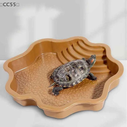 〔CC55〕Reptiles Water Dish With Anti-Slip Imitation Rock Ladders Food Water Bowl For Turtle Lizards Gecko Small Pet Supplies