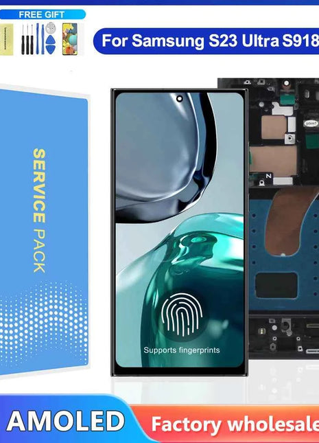 6.78 ''AMOLED Per Samsung S23 Ultra Display LCD Touch Screen Digitizer Assembly Per S23 Ultra S918 S918B S918U Display Con Telaio