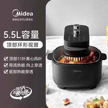 Friggitrice ad Aria Midea 5.5L - Visiva, Senza Girare, Multifunzione Intelligente
