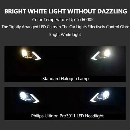 Philips LED H1 H4 H7 H11 HB3 HB4 HIR2 Ultinon Pro3011 Car LED Head Light 9005 9006 9012 Auto 6000K Bright White Original Lamp 2x