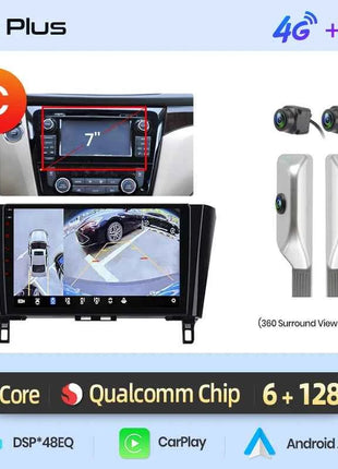Junsun Qualcomm 8-Core 360° Panoramic Camera Wireless CarPlay Android Auto Car Radio for Nissan Qashqai J11 X-Trail 3 2013-2017
