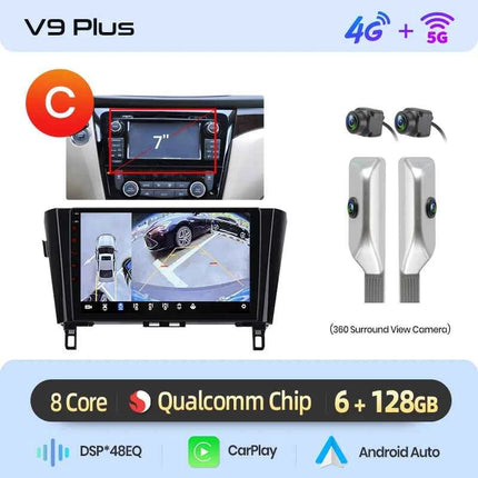 Junsun Qualcomm 8-Core 360° Panoramic Camera Wireless CarPlay Android Auto Car Radio for Nissan Qashqai J11 X-Trail 3 2013-2017