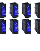 8 Pieces AC 250V/15A, 125V/20A LED Illuminated On/Off SPST 3 Pin 2 Position Mini Boat Rocker Toggle Switch Snap-in for DIY Home