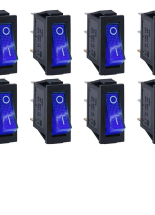 8 Pieces AC 250V/15A, 125V/20A LED Illuminated On/Off SPST 3 Pin 2 Position Mini Boat Rocker Toggle Switch Snap-in for DIY Home