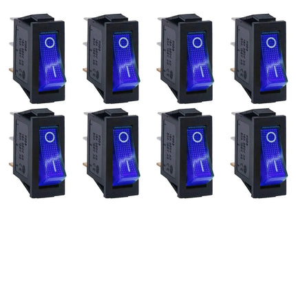 8 pezzi AC 250 V/15 A, 125 V/20 A LED illuminato On/Off SPST 3 pin 2 posizioni Mini barca interruttore a levetta a bilanciere a scatto per la casa fai da te