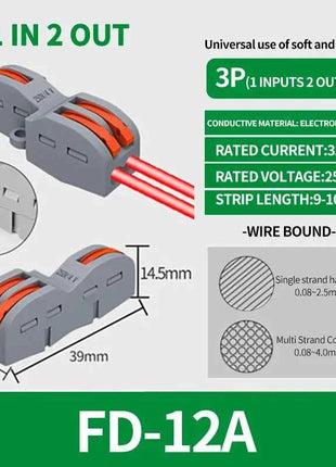 1 In Multiple Out Push-in Electrical Wire Connector Terminal Block Universal Fast Wiring Cable Connectors For Cable Connection