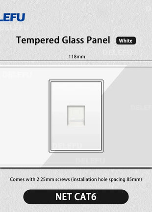 DELEFU Vetro temperato bianco Italia USB TypeC Presa a muro a ricarica rapida Schuko Tuya Wifi Smart Switch Sat TV Tel Campanello Cile