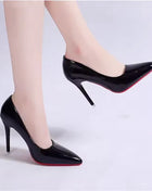 White Nude Pointed Toe Patent Leather High Heels Sexy Red Sole Party Prom Girl Pumps Minimalist Shallow Mouth Work Single Shoes