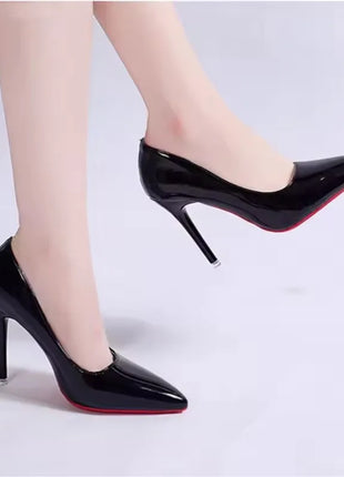 White Nude Pointed Toe Patent Leather High Heels Sexy Red Sole Party Prom Girl Pumps Minimalist Shallow Mouth Work Single Shoes
