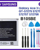 Batteria di ricambio per telefono B105BE per Samsung Galaxy Ace 3 LTE GT-S7275 S7275B S7275T S7275R S7278 S7278U SGH-T399 B105BU 1800mAh