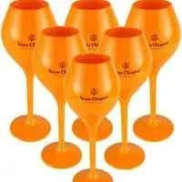 Set 6 Flute Champagne in Acrilico Giallo Policarbonato per Piscina Feste e Outdoor