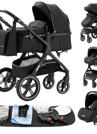 Multifunction 3 in 1 Baby Stroller with Car Seat and Sleeping Basket Baby Pram Lightweight Infant Pushchair Compact Folding Pram