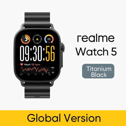 Global Version realme watch 5 1.97" 600nits AMOLED 460mAh 14-Day Battery Life 300+ Themes Support GPS GNSS IP68 waterproof