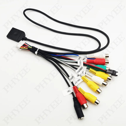 Cablaggio audio video RCA a 20 pin, cavo slot per scheda SIM 4G, uscita subwoofer CVBS Aux Amp Control Fan Jack Mic Wire per Android per auto
