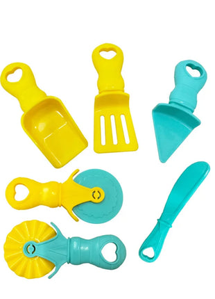 Stampi per pasta da gioco per alimenti per bambini Plastica Frutta Verdura Gnocco Stampo per noodle Coltello Forchetta Ciotola Piatto Accessori per plastilina Giocattoli