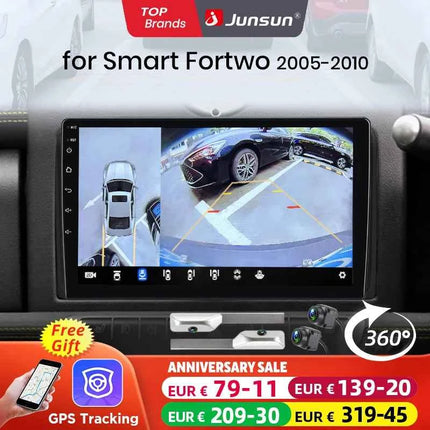 Junsun Qualcomm 8-Core 360 Camera Wireless CarPlay Android Auto Car Radio for Mercedes Benz Smart Fortwo 451 2005-2011