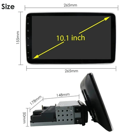 8+128G 10.1'' 360 Rotatable 1 Din AutoRadio GPS for Universal Car Multimedia Player Stereo 1DIN Video Autoradio Carplay HeadUnit