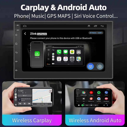 ESSGOO 4+64G Car Stereo Head Unit Radio Wireless CarPlay Android Auto Double 2 DIN 7" IPS Touch Screen GPS SAT NAVI FM DAB+ WIFI