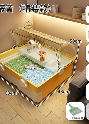Hamster cage special oversized luxury villa golden bear wintering double-layer transparent basic cage flower branch mouse feedin