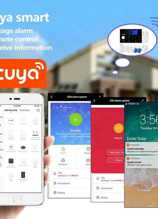 FUERS WIFI GSM Alarm System Wireless Home Burglar Security Alarm System Tuya APP Control Siren Motion Detector PIR Smoke Sensor