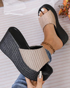 Women's Wedge Slippers 2025 New Summer Beach Platform Sandals Fashion Fabric Slippers Women's High Heel Slippers Women's Slides