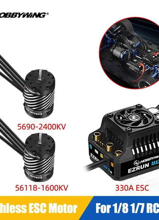 HOBBYWING EzRun ESC Motor Combo Brushless Sensorless 330A ESC 6V/7.4V/8.4V IP67 5690 56118 Brushless Motor For 1/8 1/7 RC Cars
