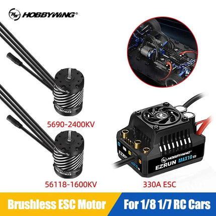 HOBBYWING EzRun ESC Motor Combo Brushless Sensorless 330A ESC 6V/7.4V/8.4V IP67 5690 56118 Brushless Motor For 1/8 1/7 RC Cars