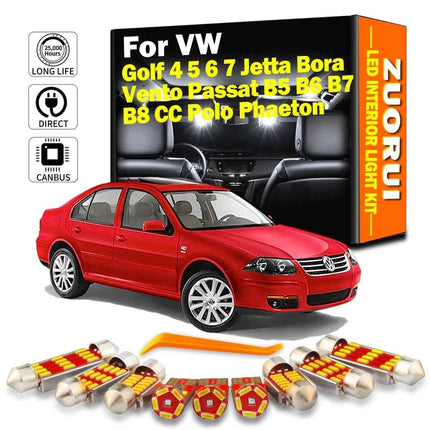 ZUORUI For Volkswagen VW Golf 4 5 6 7 Jetta Bora Vento Passat B5 B6 B7 B8 CC Polo Phaeton Car Bulb LED Interior Light Kit Canbus