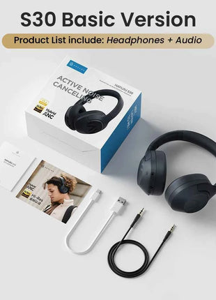 HAYLOU S30 Wireless Bluetooth 5.4 Headphones 43dB Adaptive Noise Cancelling Headsets 40mm Dynamic Driver 80H Playtime Earphones