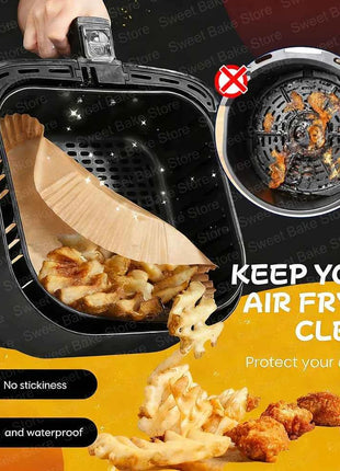 Disposable Baking Accessories for Most AirFryers, Non-Stick Waterproof Oilproof Cooking Paper, Square, for Oven and Air Fryers
