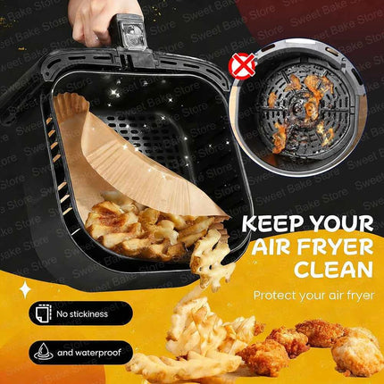 Disposable Baking Accessories for Most AirFryers, Non-Stick Waterproof Oilproof Cooking Paper, Square, for Oven and Air Fryers