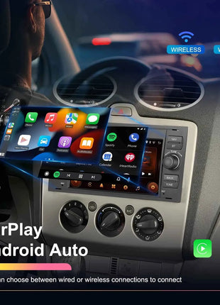Hikity 2Din 7 "Car Radio for Transit Fiesta Focus Galaxy Mondeo Fusion Kuga C/S-Max Car Player Carplay/Auto GPS WIFI Touch display